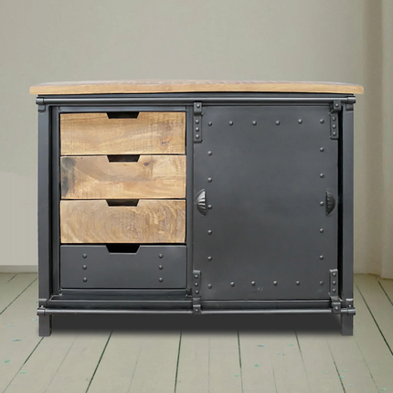 Big wood and iron industrial sideboard