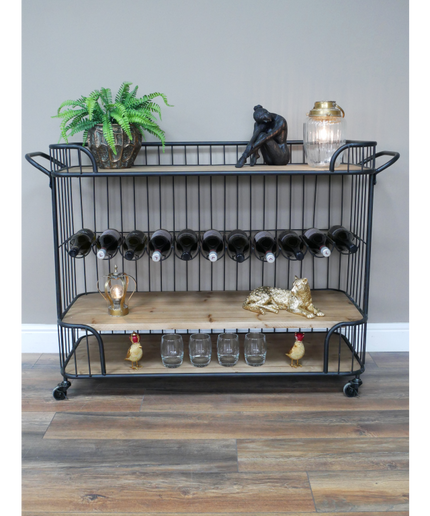 Black iron caged drinks trolley