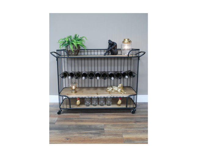 Black iron caged drinks trolley