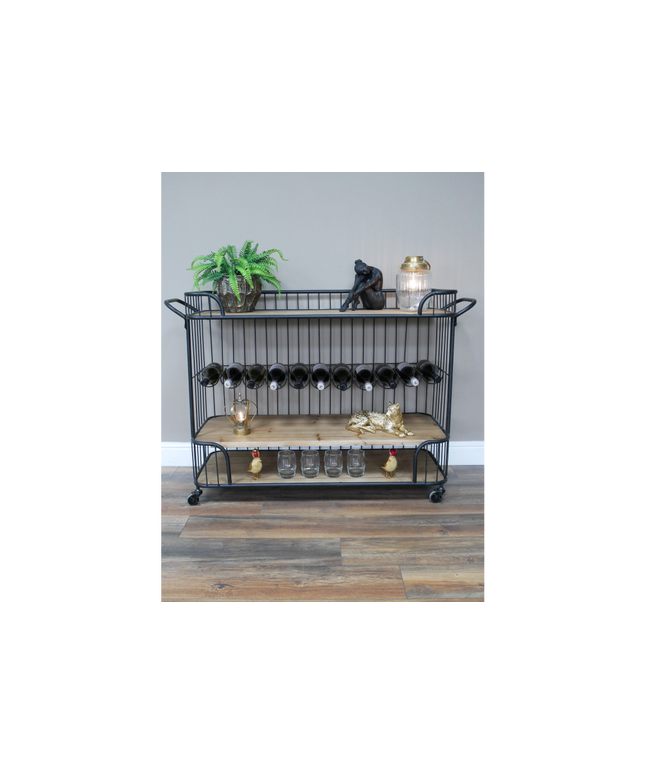 Black iron caged drinks trolley