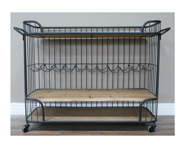 Black iron caged drinks trolley