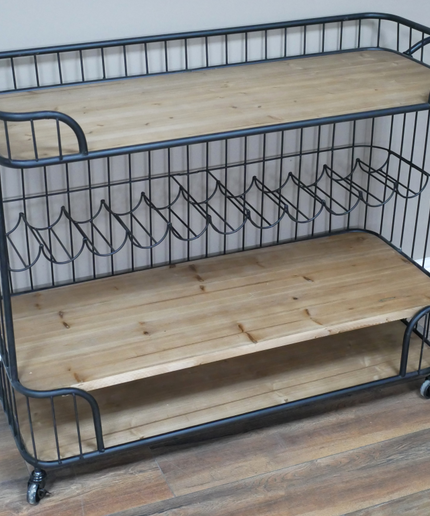 Black iron caged drinks trolley