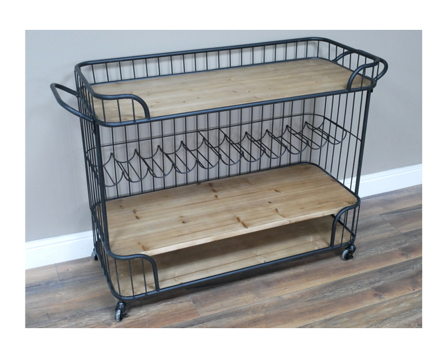 Black iron caged drinks trolley