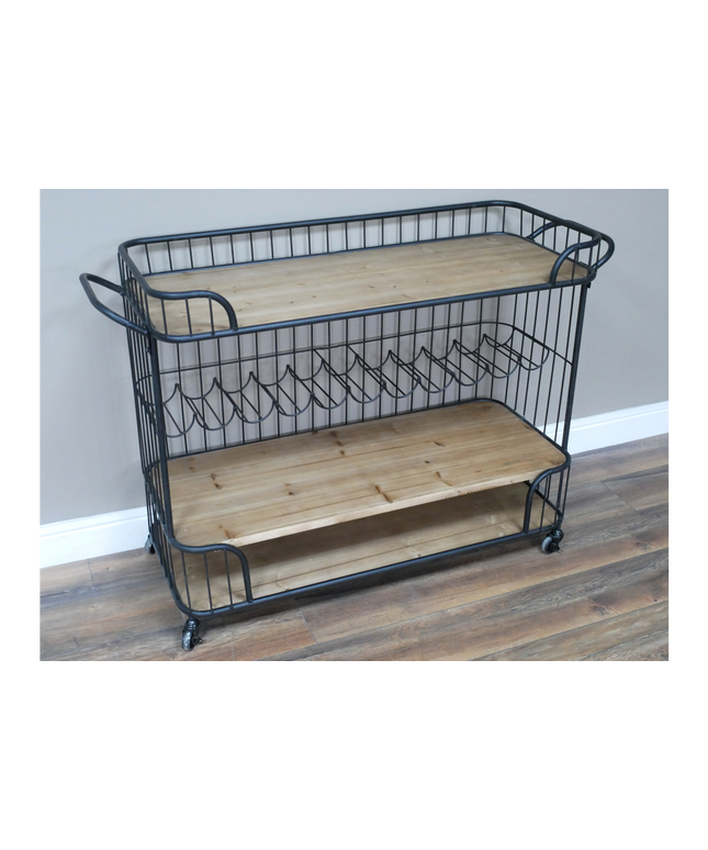 Black iron caged drinks trolley