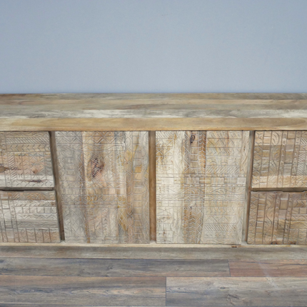 Large chunky carved natural wood sideboard - coming soon