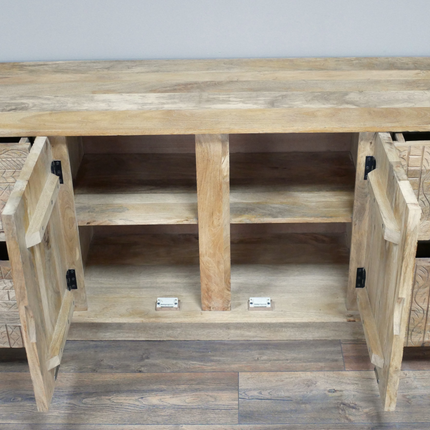 Large chunky carved natural wood sideboard - coming soon