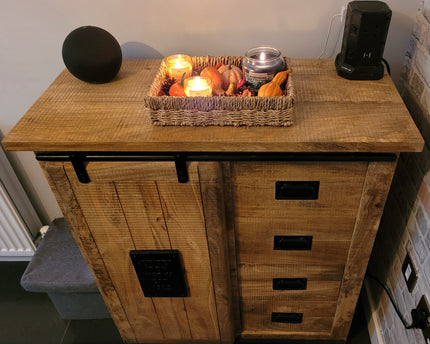 Rustic wood & iron storage cabinet - Back in stock October