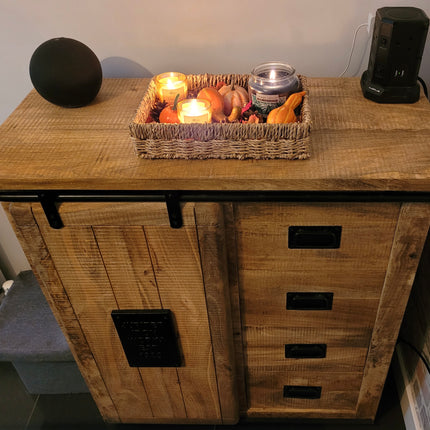 Rustic wood & iron storage cabinet