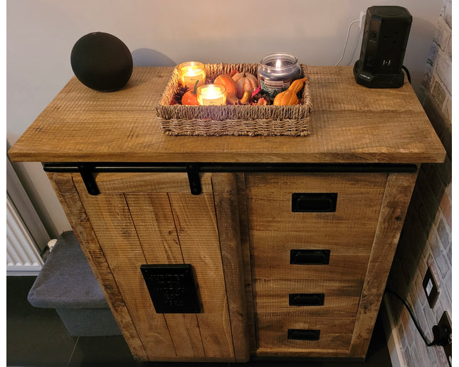 Rustic wood & iron storage cabinet - Back in stock October