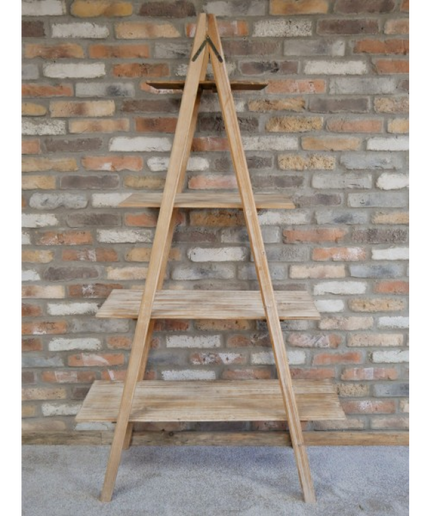 Tall "A" frame rustic wood 4 tier display shelves