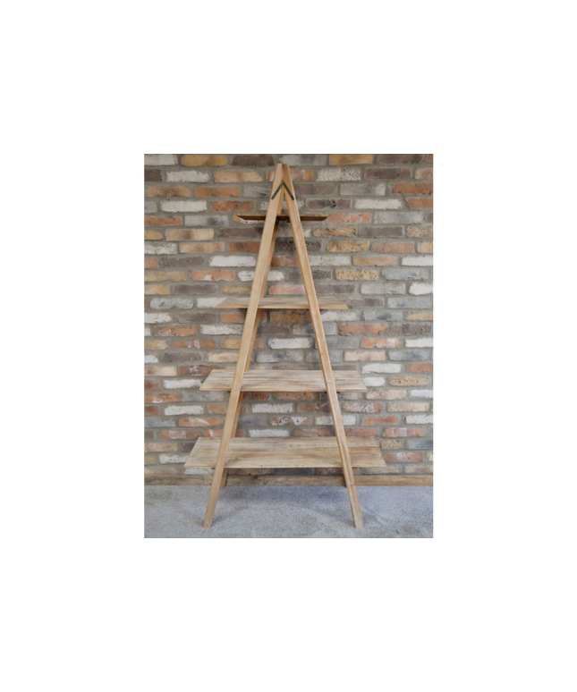 Tall "A" frame rustic wood 4 tier display shelves