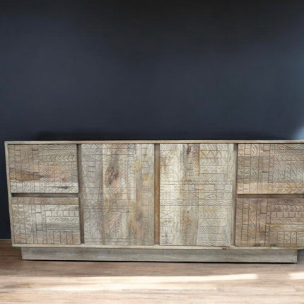 Large chunky carved natural wood sideboard - coming soon