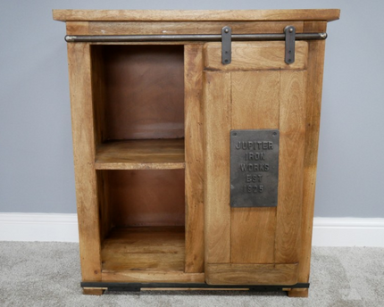 Industrial iron & rustic wood storage cabinet - Back in stock September