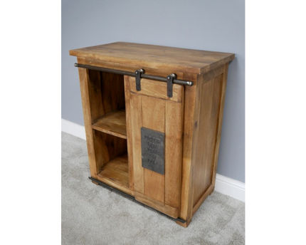 Industrial iron & rustic wood storage cabinet - Back in stock September