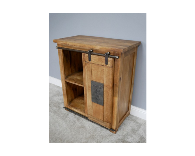 Industrial iron & rustic wood storage cabinet - Back in stock September