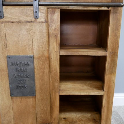 Industrial iron & rustic wood storage cabinet