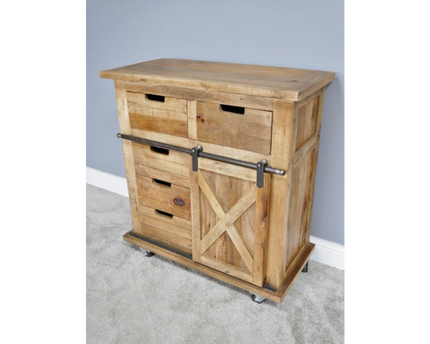 Iron & wood rustic storage cabinet