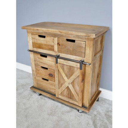 Iron & wood rustic storage cabinet