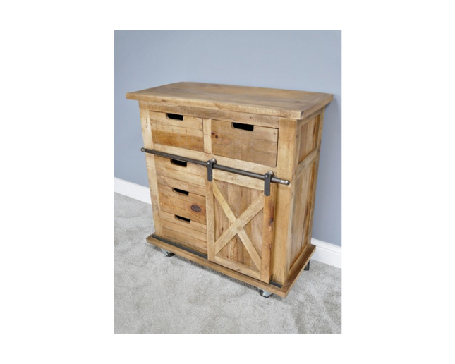 Iron & wood rustic storage cabinet