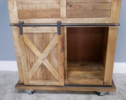 Iron & wood rustic storage cabinet