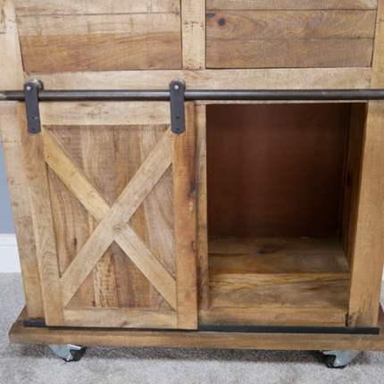 Iron & wood rustic storage cabinet