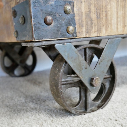 Rustic wood tv stand on wheels