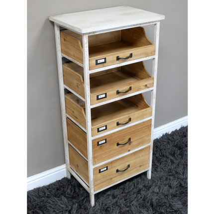 Tall slim white steel multi drawer storage cabinet