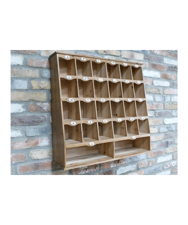 Rustic pigeon hole wall storage cabinet