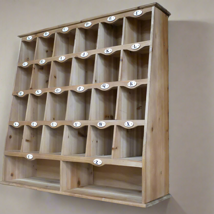 Rustic multi compartment  pigeon hole wall storage cabinet