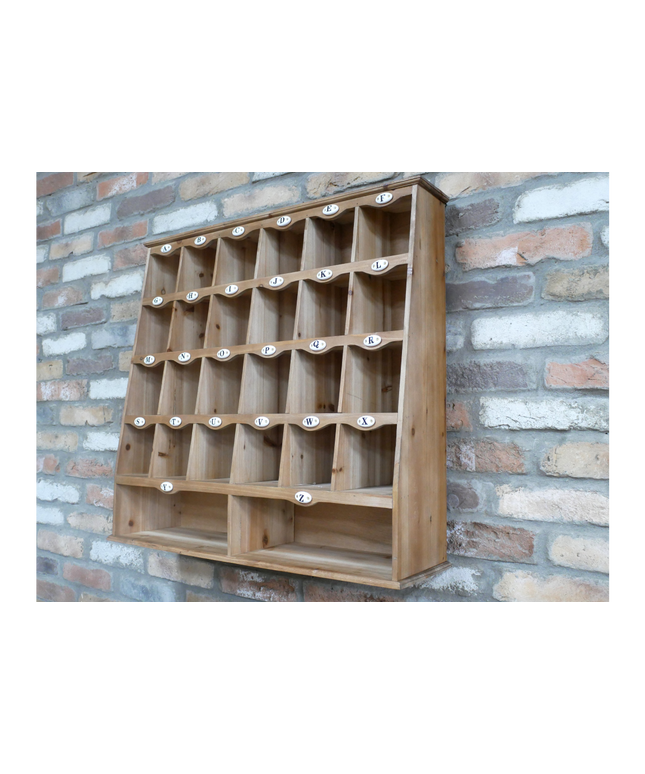 Rustic pigeon hole wall storage cabinet