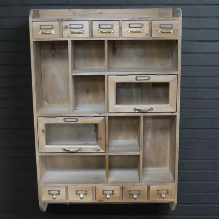 Rustic multi compartment wall storage cabinet