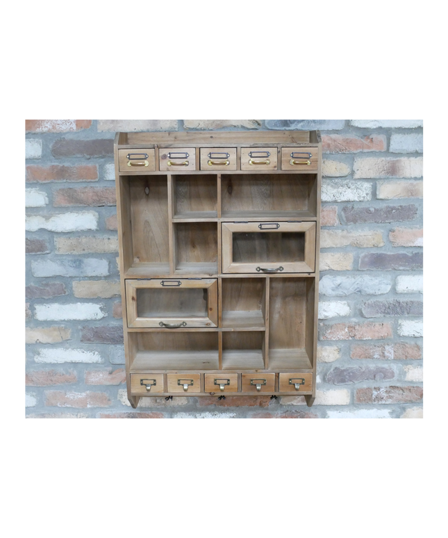 Rustic multi compartment wall storage cabinet