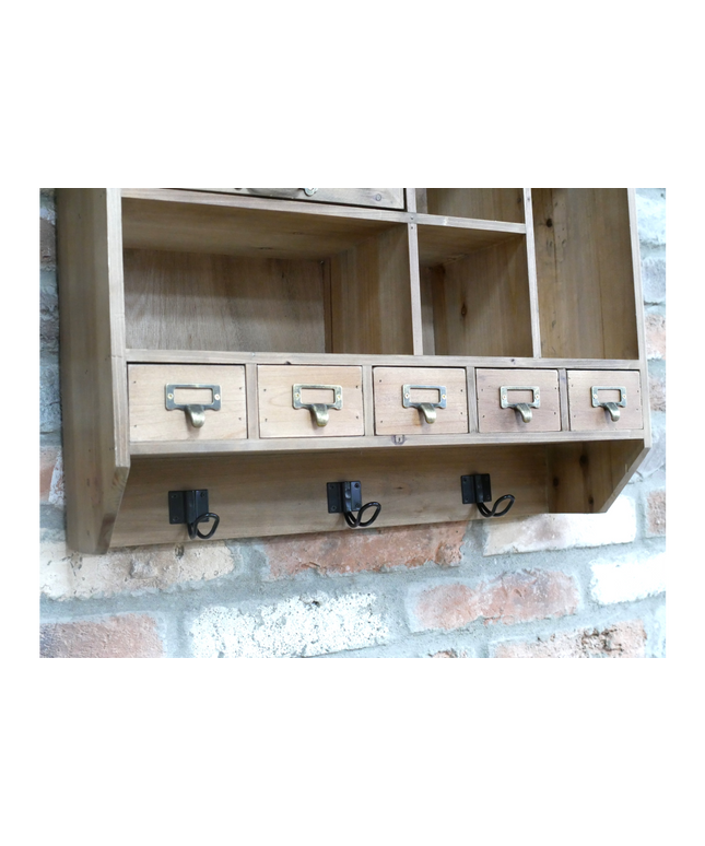 Rustic multi compartment wall storage cabinet