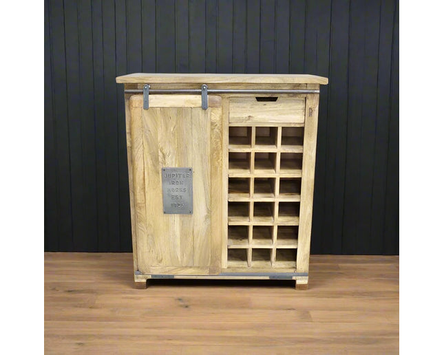 Chunky rustic wood wine cabinet