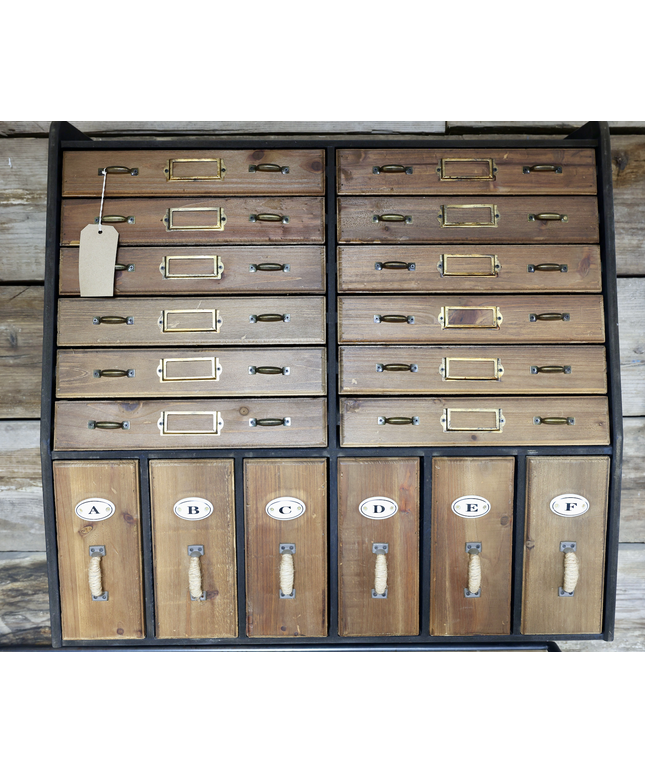 Rustic wall apothecary drawer cabinet