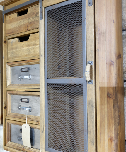 Rustic wood & metal  industrial wall storage cabinet