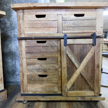 Iron & wood rustic storage cabinet