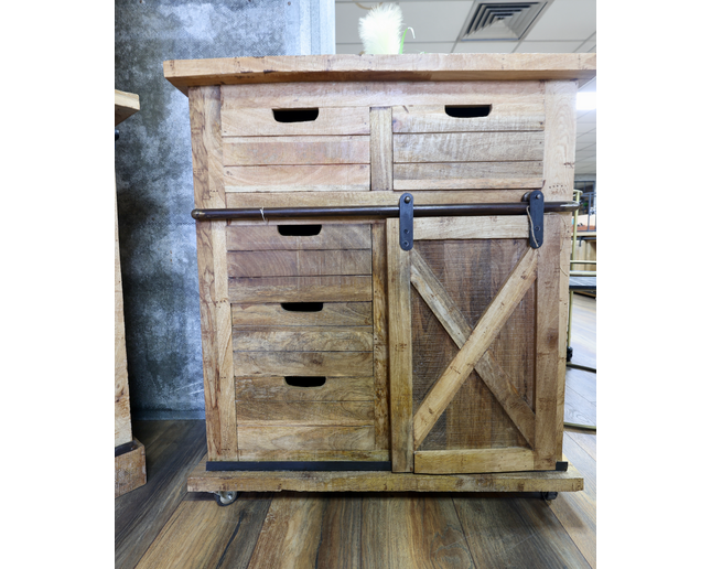 Iron & wood rustic storage cabinet