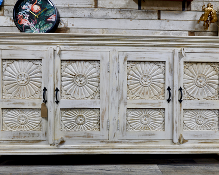 6ft carved door ornate storage cabinet - sideboard