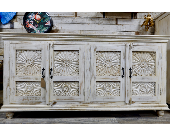 6ft carved door ornate storage cabinet - sideboard