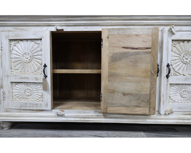 6ft carved door ornate storage cabinet - sideboard