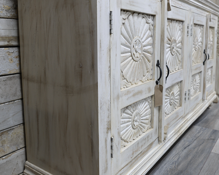 6ft carved door ornate storage cabinet - sideboard