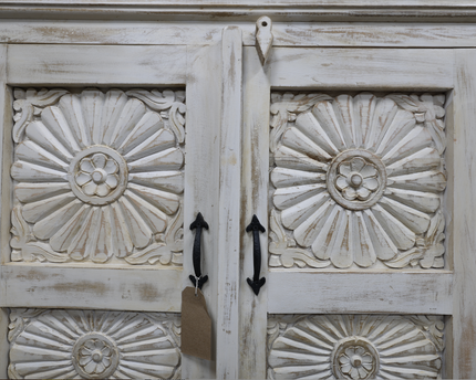 6ft carved door ornate storage cabinet - sideboard