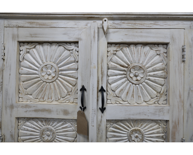 6ft carved door ornate storage cabinet - sideboard