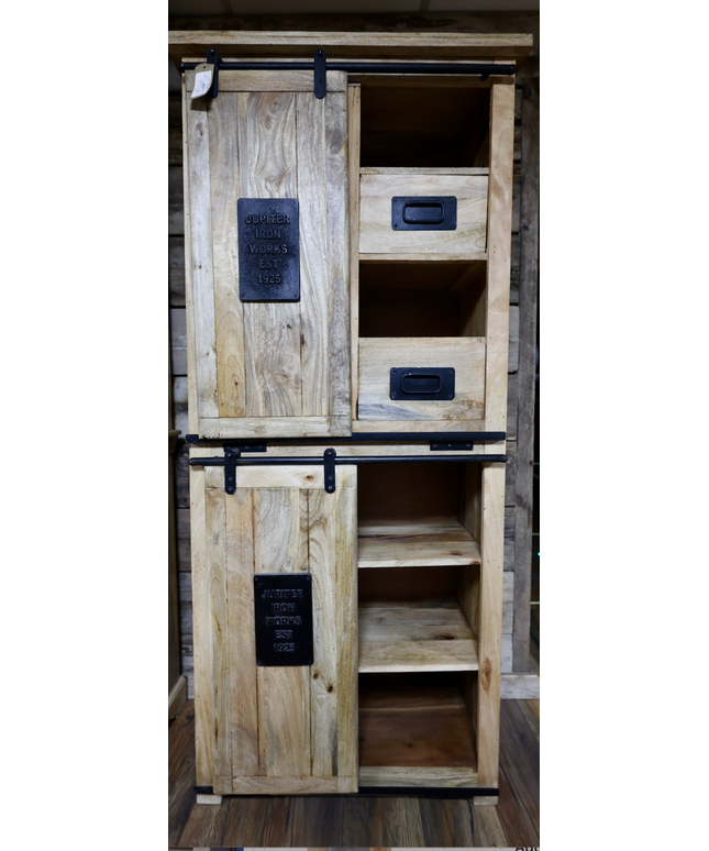 Tall  Wood & Iron Industrial Storage Cabinet - Back in stock September