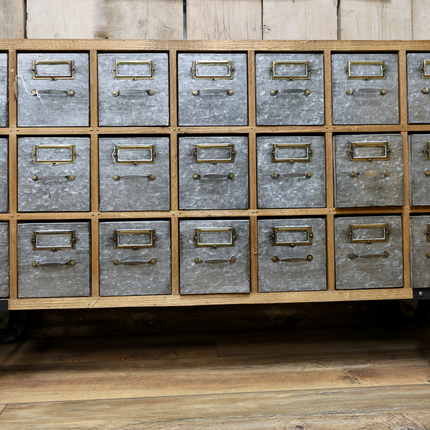 Wood & steel 21 drawer apothecary storage cabinet