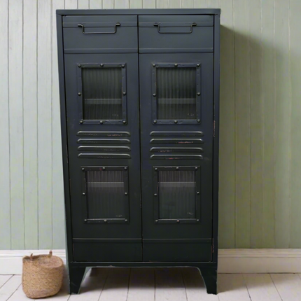 Black metal home storage cabinet