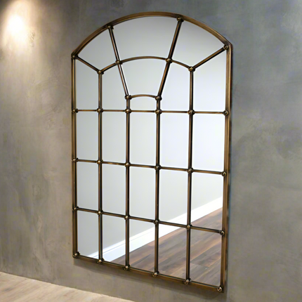 Extra large muted gold arched wall mirror H:132cm W:92cm