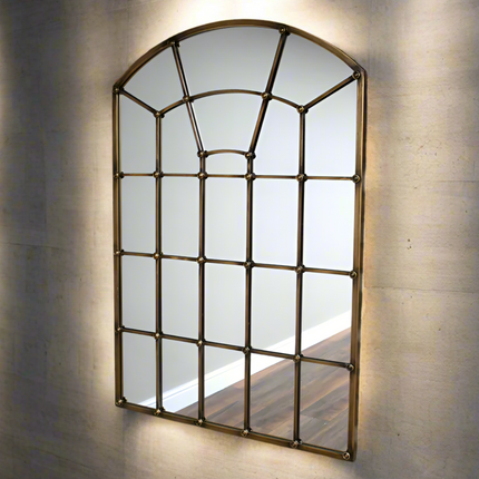 Extra large muted gold arched wall mirror H:132cm W:92cm