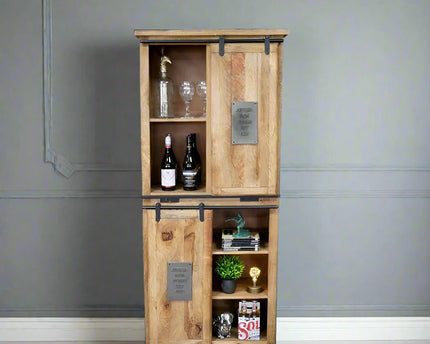 Tall  Wood & Iron Industrial Storage Cabinet